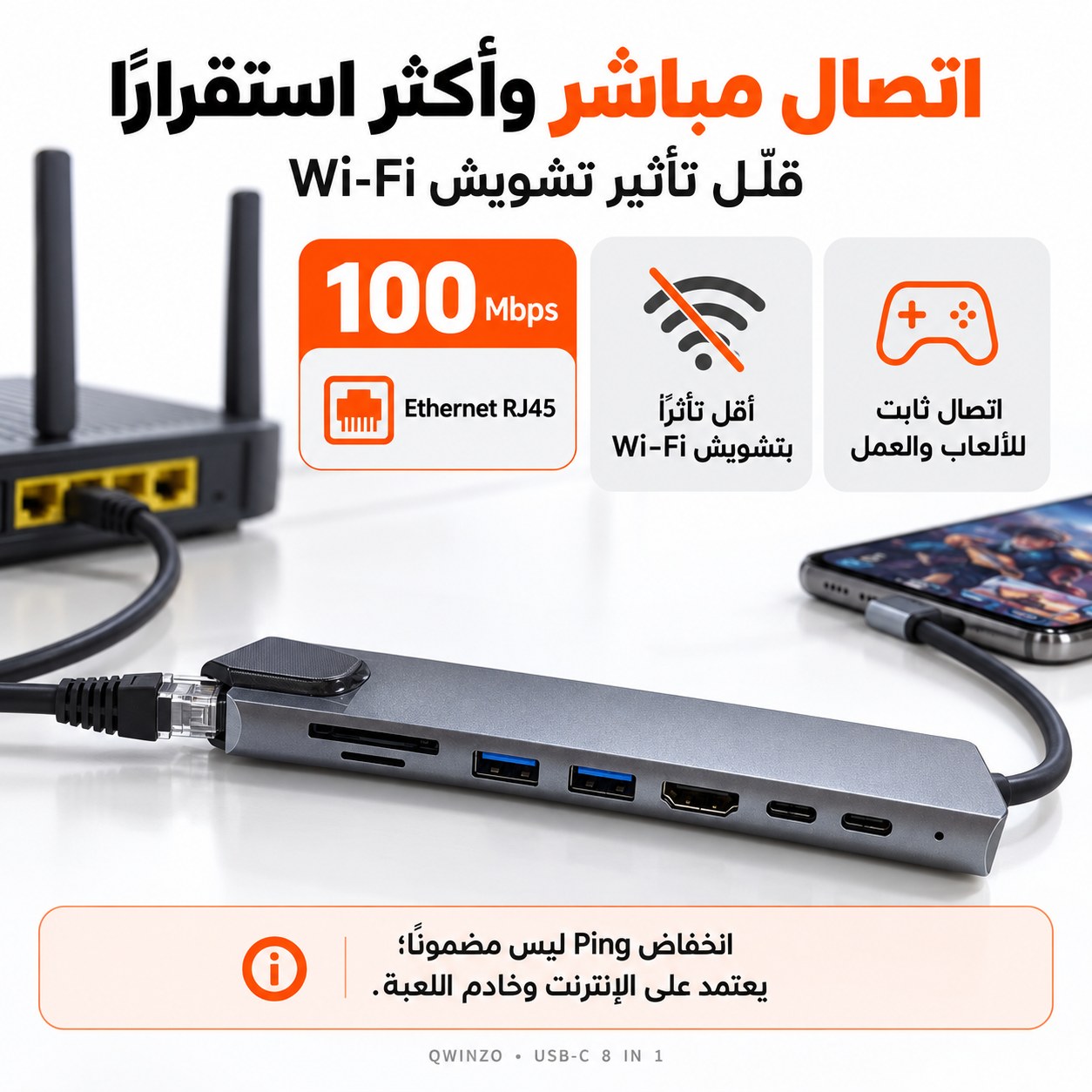 Ethernet RJ45 حتى 100 Mbps