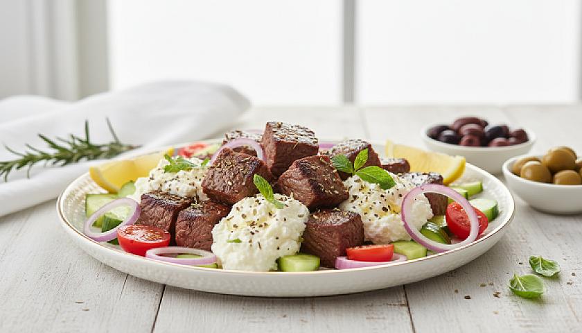 Keto Mediterranean Whipped Feta Steak Bites