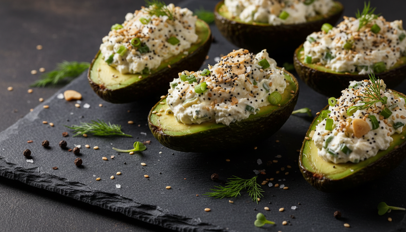 Creamy Everything Bagel Stuffed Avocado Bites