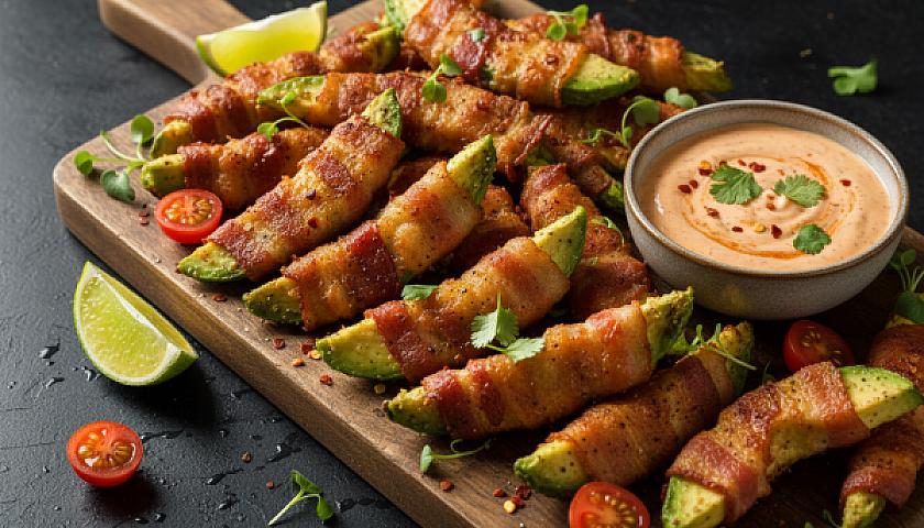 Crispy Keto Bacon-Wrapped Avocado Fries with Spicy Ranch