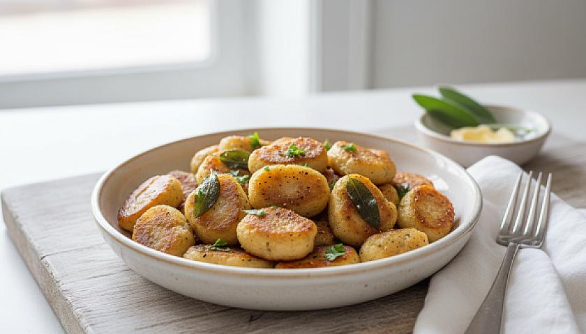 Crispy Keto Brown Butter Sage Cauliflower Gnocchi