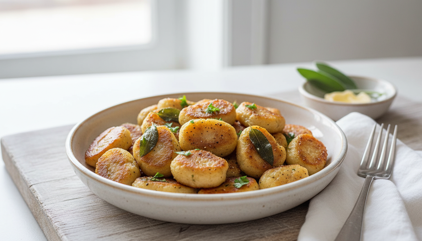 Crispy Keto Brown Butter Sage Cauliflower Gnocchi