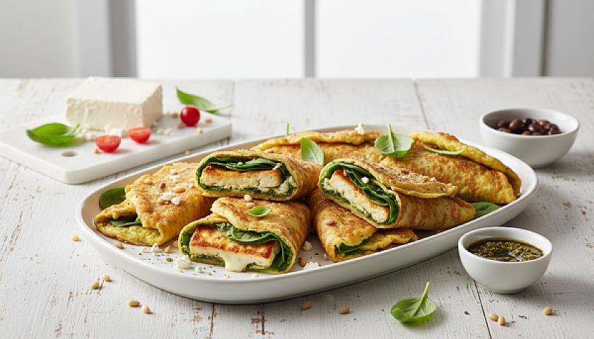 Viral Crispy Feta and Pesto Keto Egg Wraps