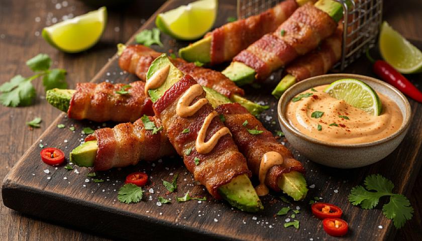 Crispy Bacon-Wrapped Avocado Fries with Chipotle Mayo