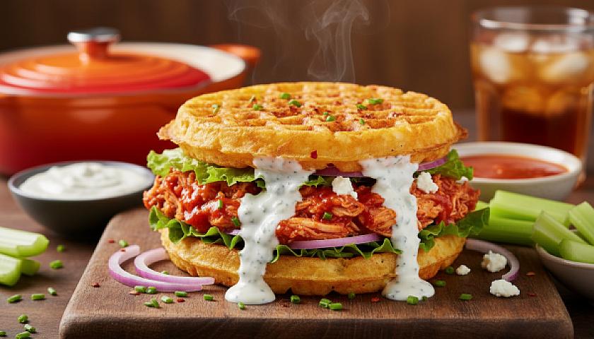 Spicy Buffalo Chicken Chaffle Sandwich | Low Carb & High Protein