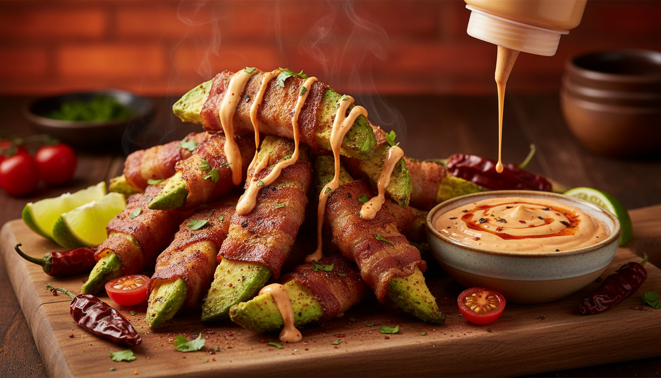 Crispy Bacon-Wrapped Avocado Fries with Spicy Chipotle Mayo