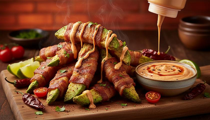 Crispy Bacon-Wrapped Avocado Fries with Spicy Chipotle Mayo