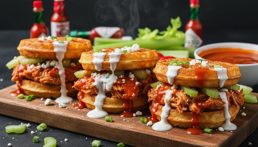 Spicy Buffalo Chicken Chaffle Sandwiches