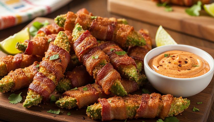 Crispy Keto Bacon-Wrapped Avocado Fries with Spicy Chipotle Mayo