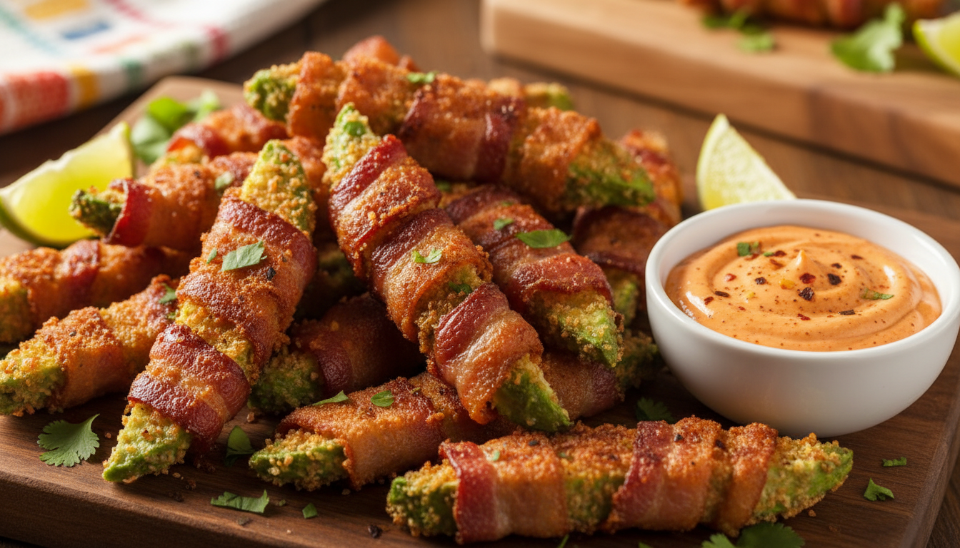 Crispy Keto Bacon-Wrapped Avocado Fries with Spicy Chipotle Mayo