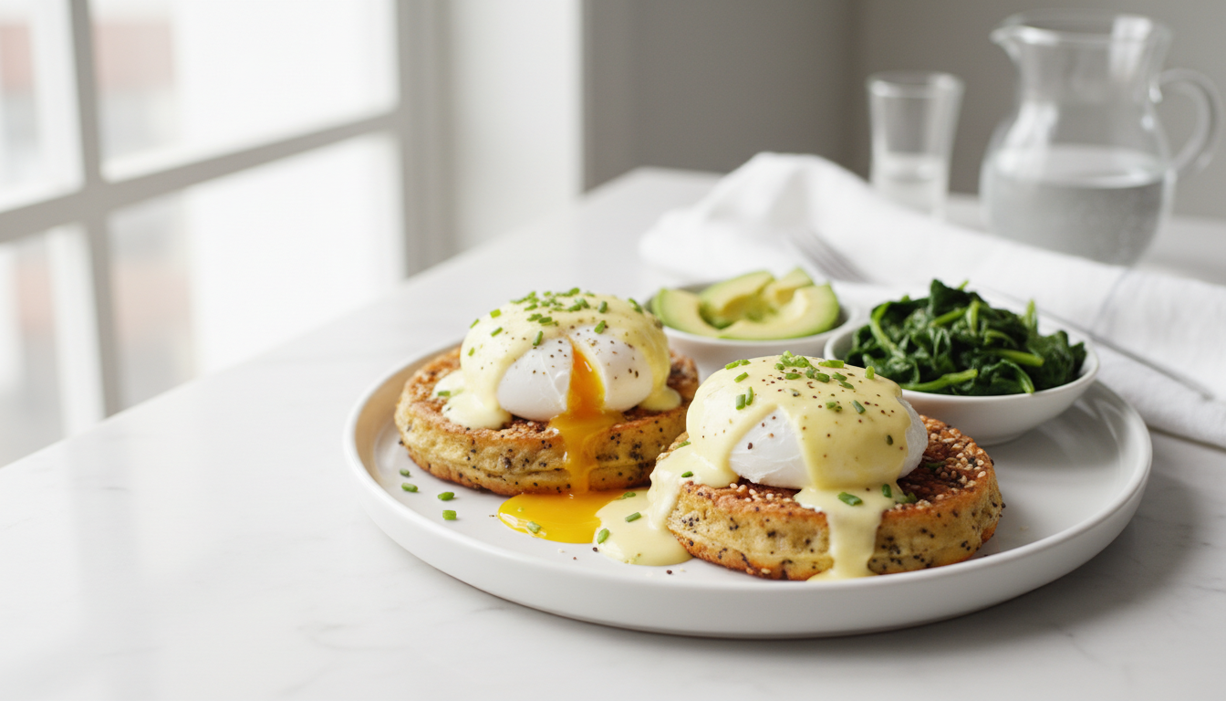 Keto Everything Bagel Chaffle Eggs Benedict