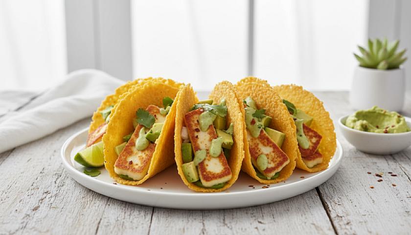 Crispy Halloumi Avocado Tacos (Keto Cheese Shells)