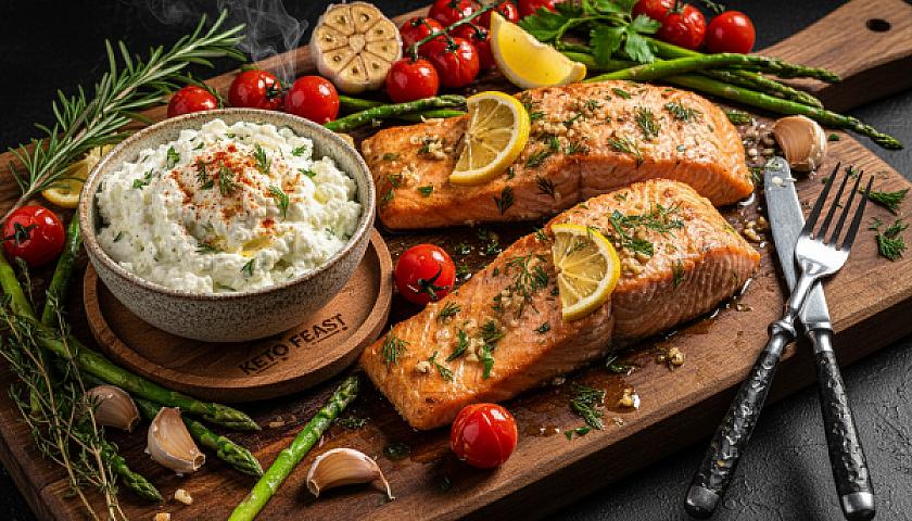 Keto Whipped Feta and Garlic Butter Salmon