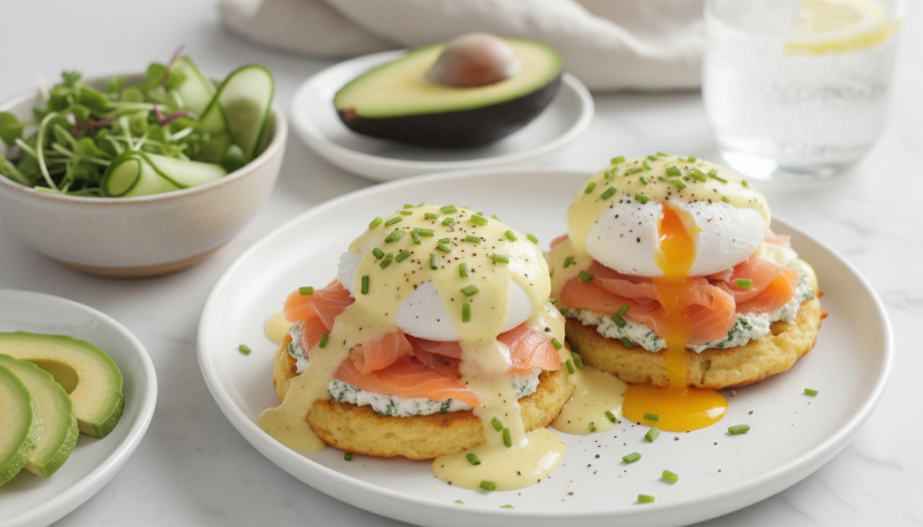 Keto Smoked Salmon & Boursin Chaffle Benedict