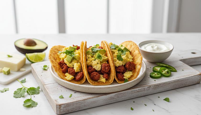 Keto Crispy Halloumi & Chorizo Breakfast Tacos