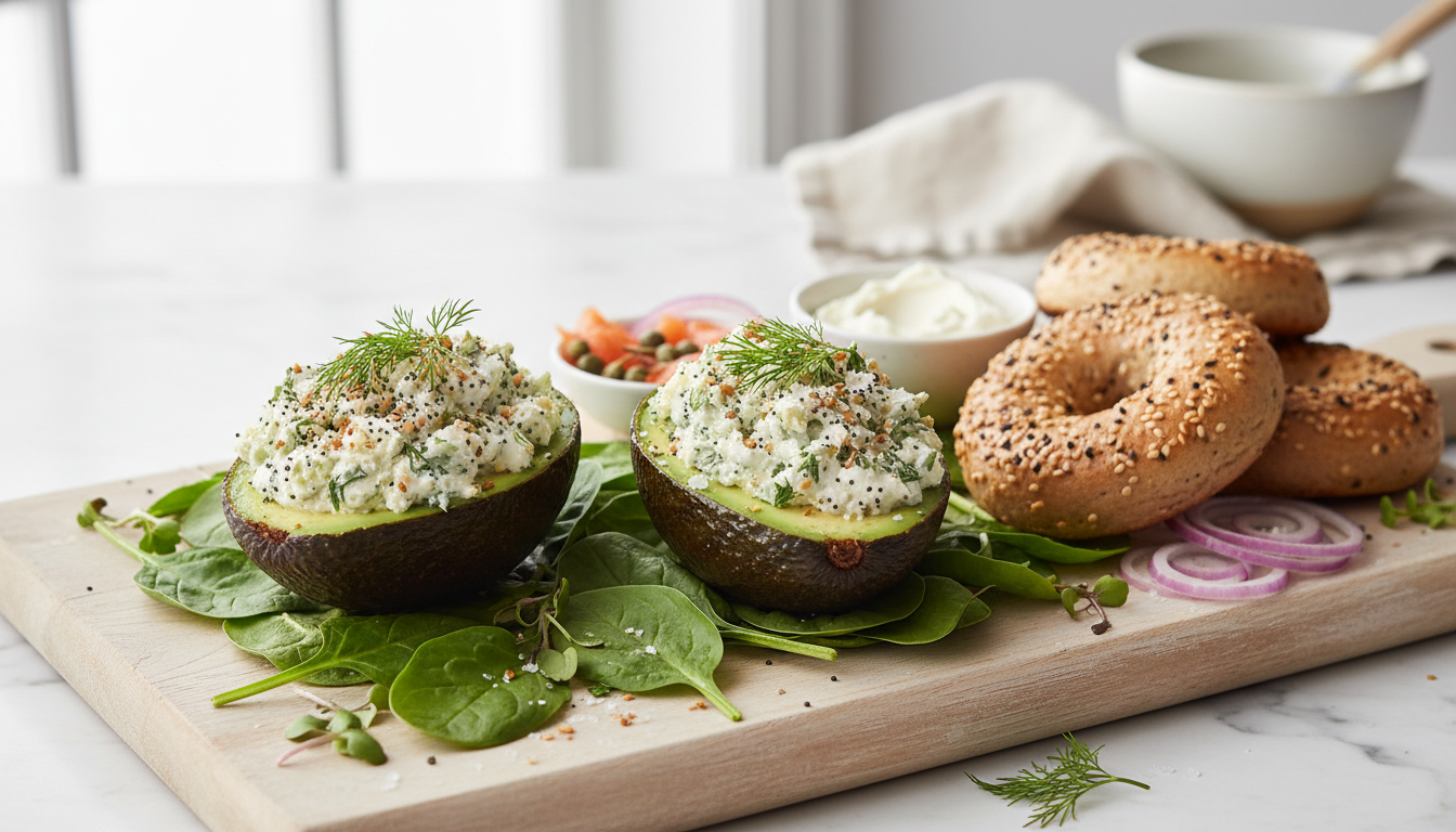 Keto Everything Bagel Stuffed Avocado Boats