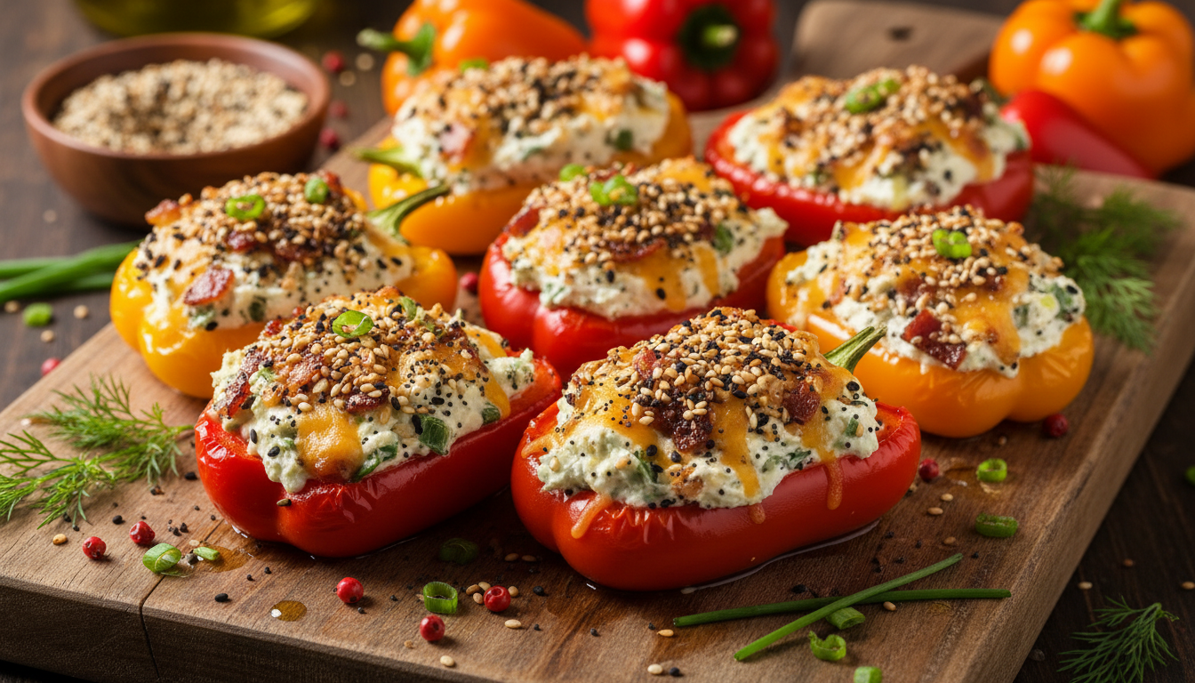 Keto Everything Bagel Stuffed Mini Peppers