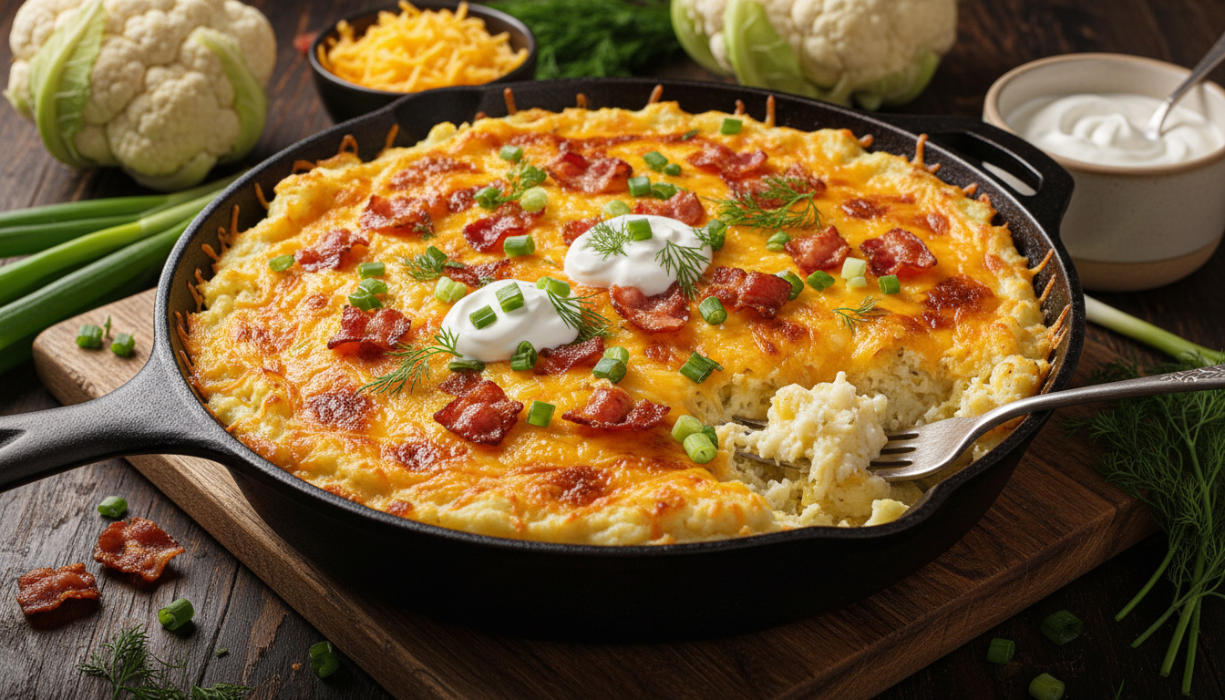 Loaded Keto Cauliflower Mash Casserole