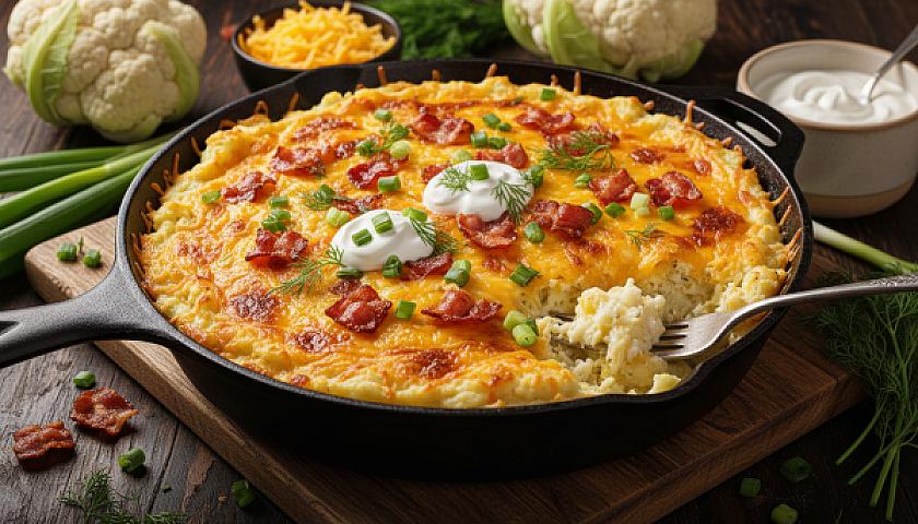 Loaded Keto Cauliflower Mash Casserole