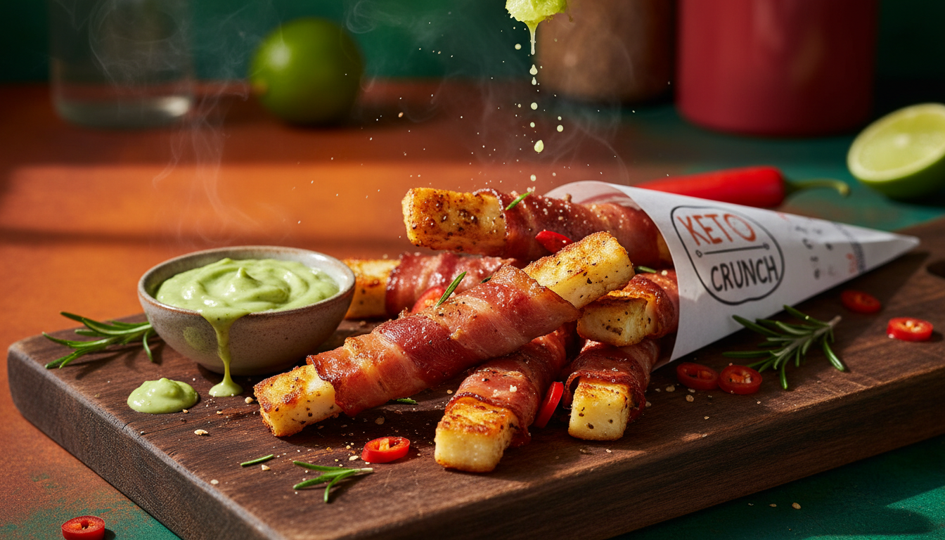 Crispy Keto Prosciutto Wrapped Halloumi Fries