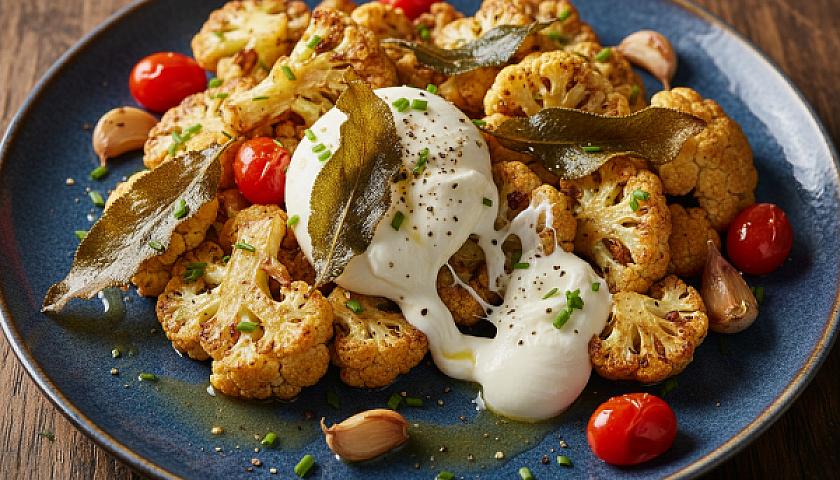 Gourmet Brown Butter Burrata Cauliflower with Crispy Sage