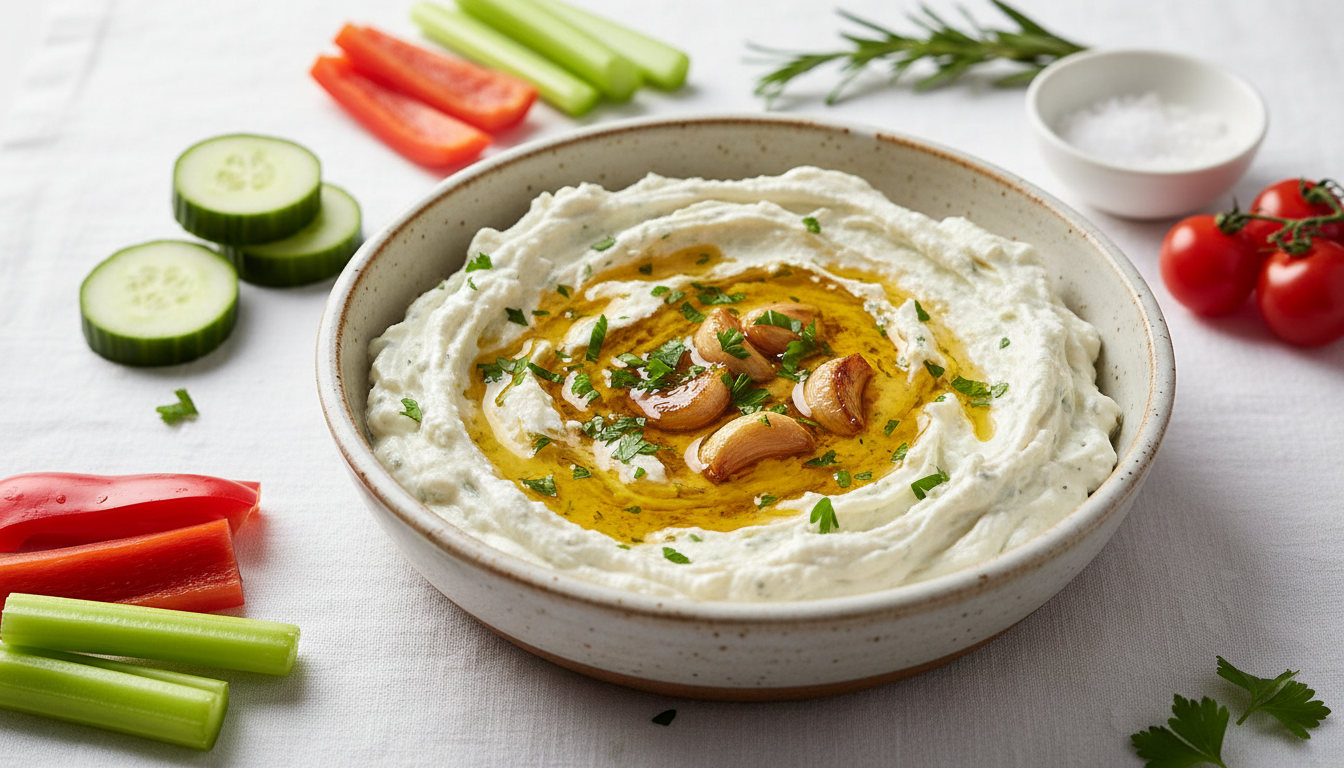 Keto Whipped Feta & Roasted Garlic Oil Dip