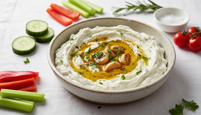 Keto Whipped Feta & Roasted Garlic Oil Dip