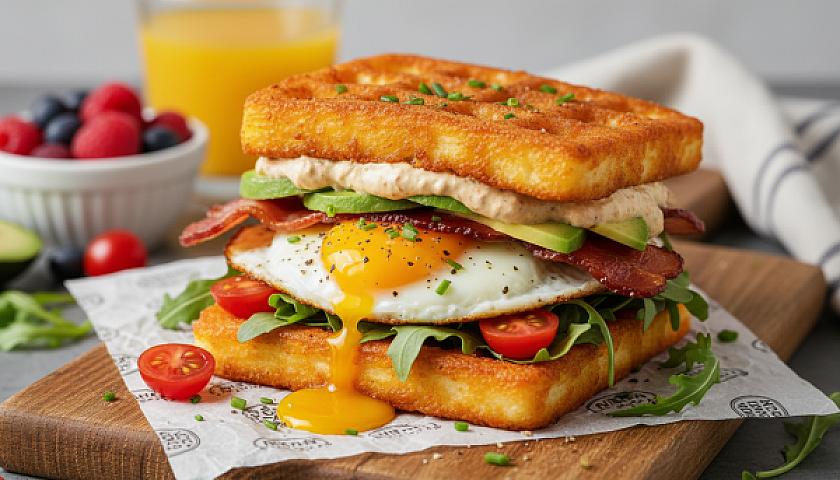 Crispy Halloumi 'Chaffle' Breakfast Sandwich