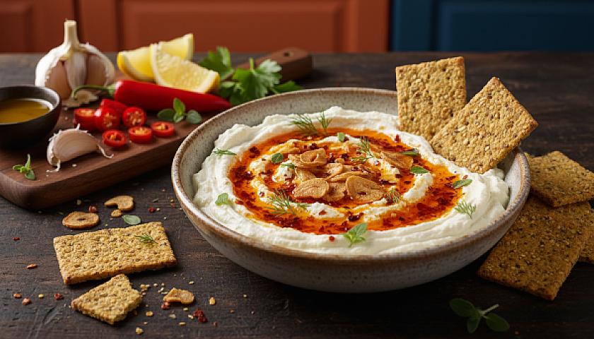 Velvety Whipped Feta with Sizzling Garlic & Chili Oil