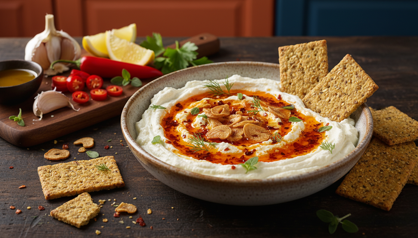 Velvety Whipped Feta with Sizzling Garlic & Chili Oil