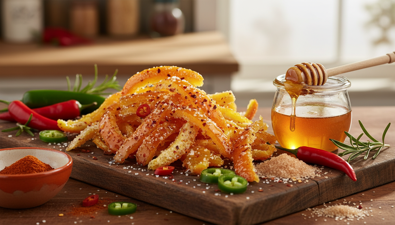 Spicy Hot Honey & Chili Candied Orange Peels