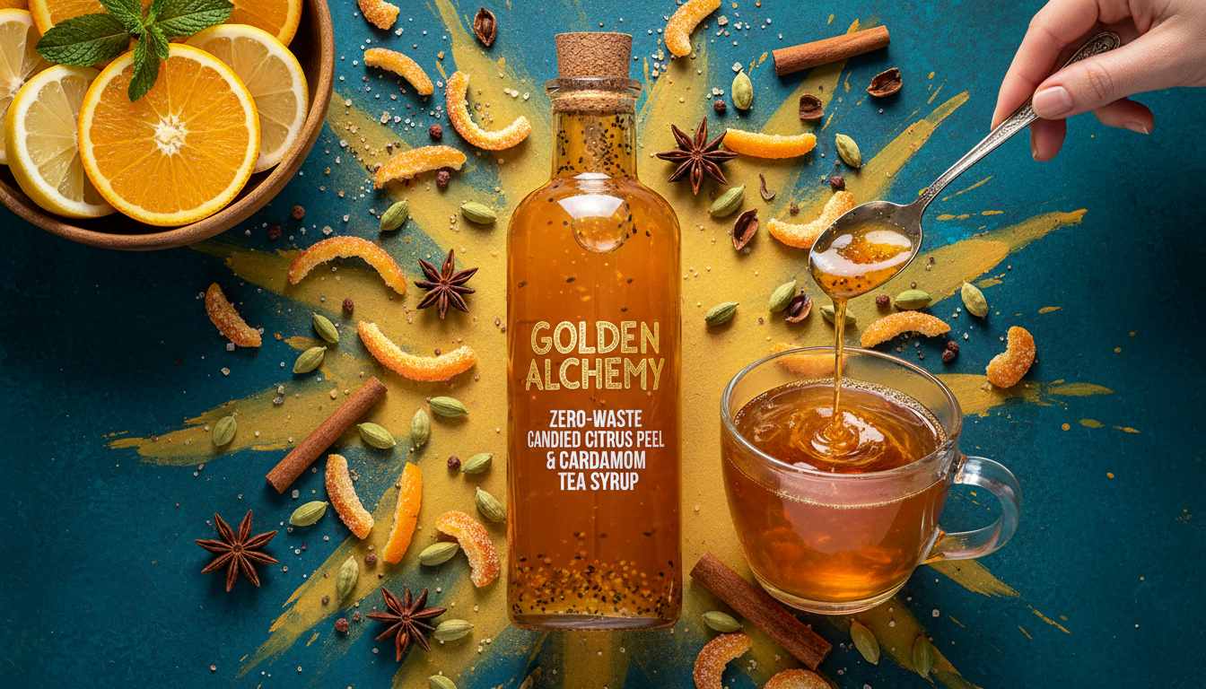 Golden Alchemy: Zero-Waste Candied Citrus Peel & Cardamom Tea Syrup