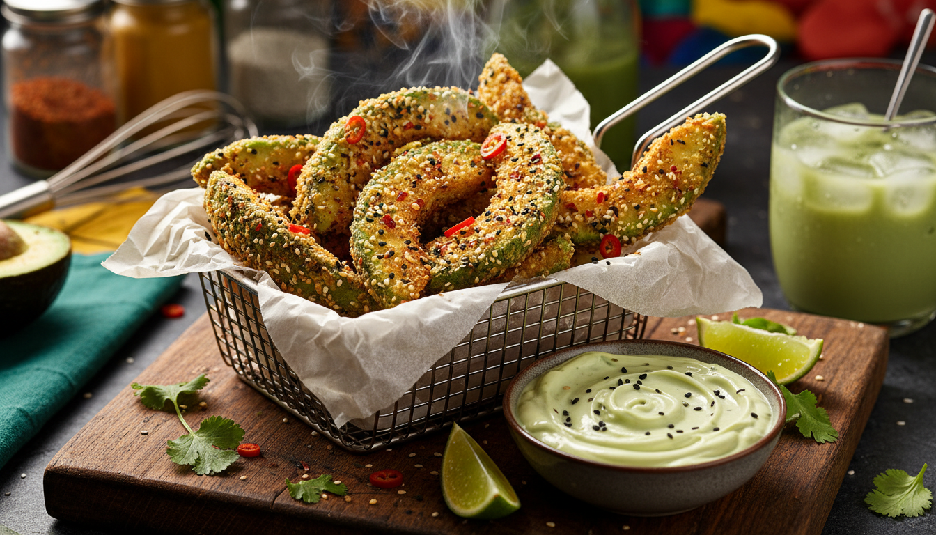 Spicy Furikake Avocado Fries with Wasabi Mayo