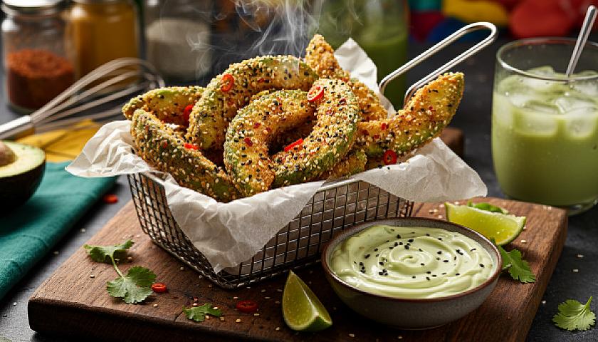 Spicy Furikake Avocado Fries with Wasabi Mayo