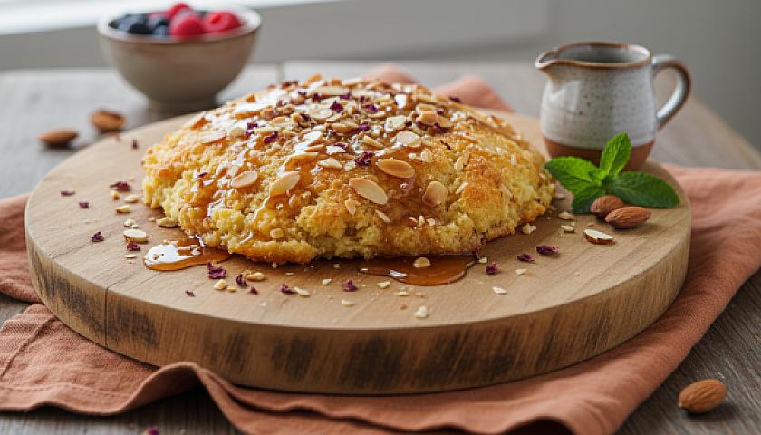 Golden Keto Almond Flour Kunafa with Rose Water Syrup