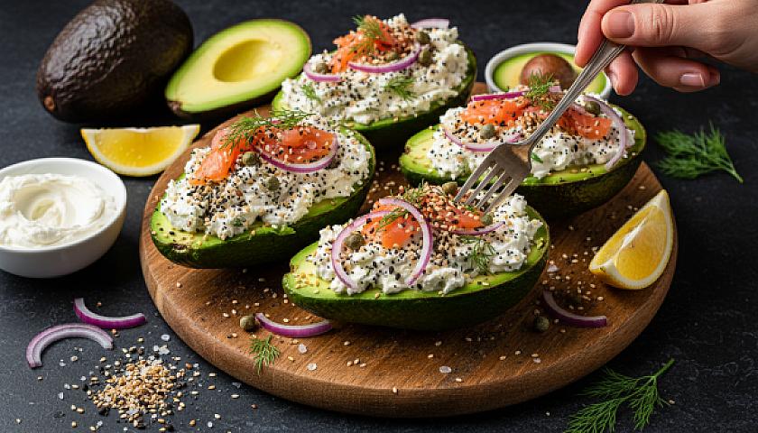 Creamy Everything Bagel Stuffed Avocado Boats