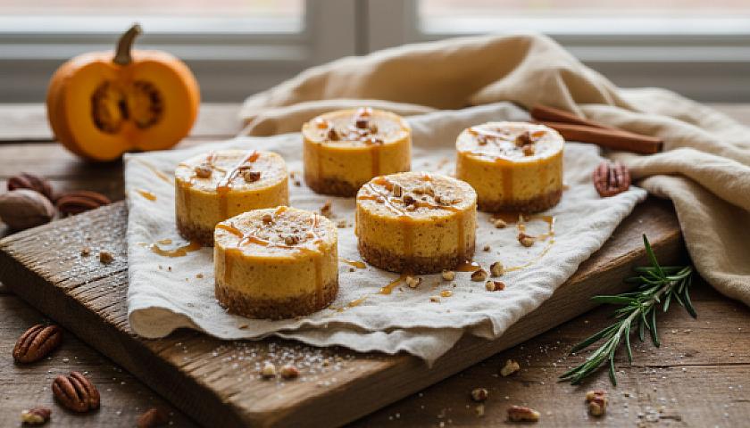 Frozen Pumpkin Cheesecake Bites with Pecan Crust