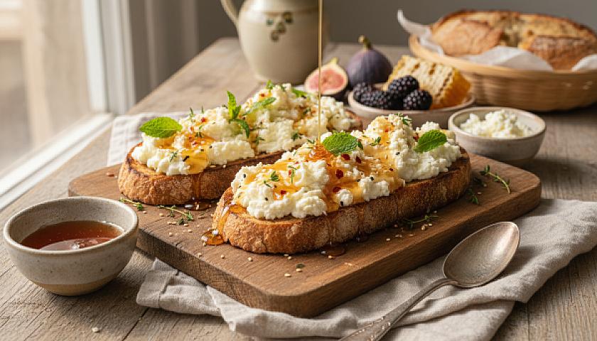 Whipped Feta and Hot Honey Brunch Toast on Sourdough