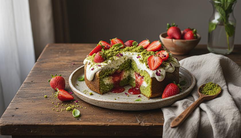 Matcha-Strawberry Earthquake Cake: A Wabi-Sabi Masterpiece