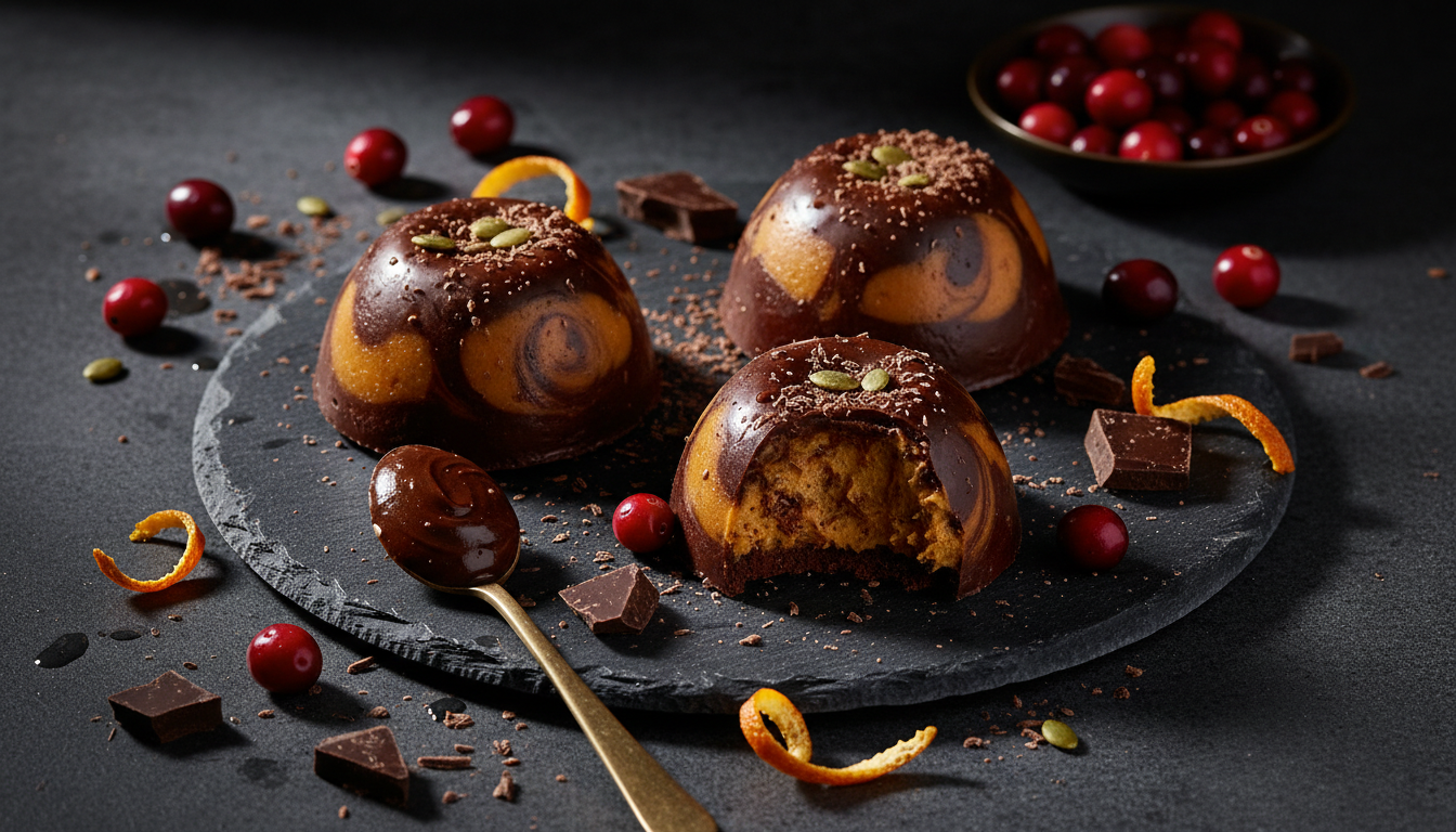 Decadent Dark Chocolate Marbled Pumpkin Collagen Bombs