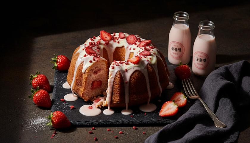 Korean Strawberry Milk Earthquake Bundt Cake