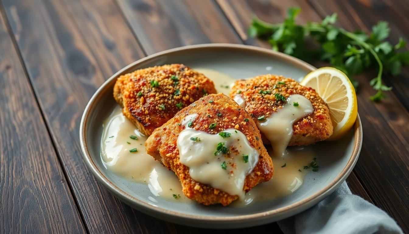 Air Fryer Keto Parmesan-Crusted Chicken Thighs with Lemon Herb Sauce