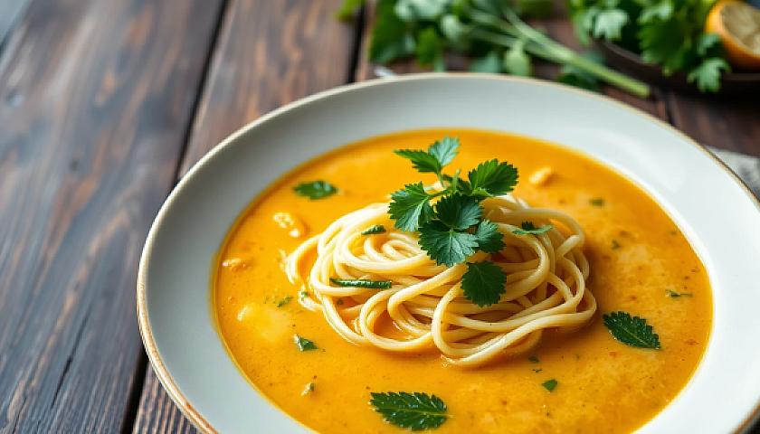Keto Thai Coconut Curry Soup with Zucchini Noodles