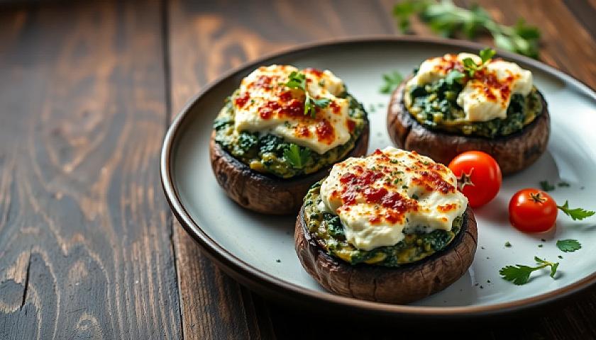 Savory Keto Spinach & Feta Stuffed Portobello Mushrooms