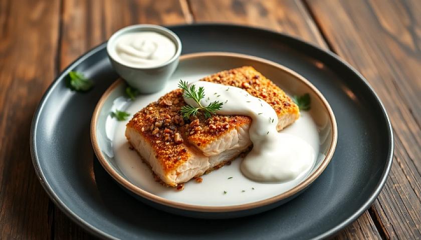 Keto Pecan‑Crusted Salmon with Creamy Dill Yogurt Sauce