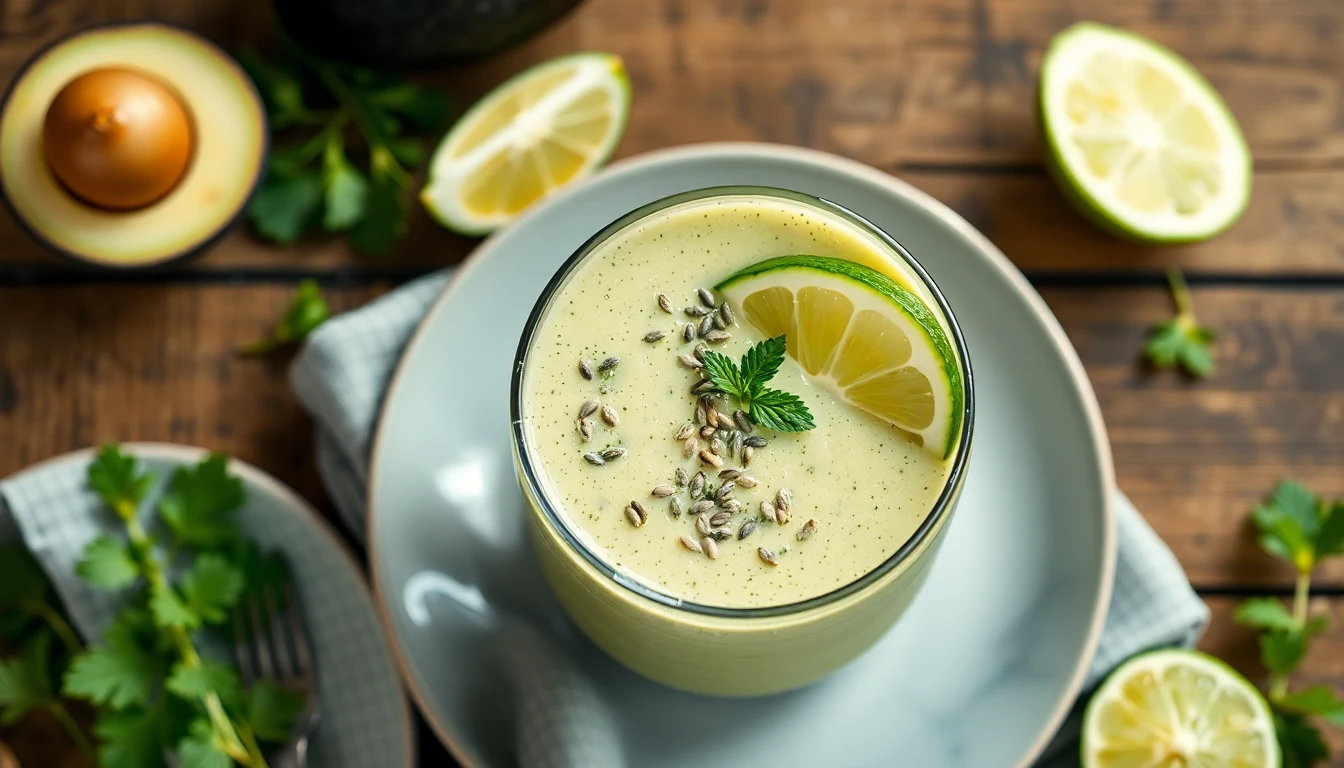 Keto Avocado Lime Smoothie with MCT Oil & Hemp Seeds