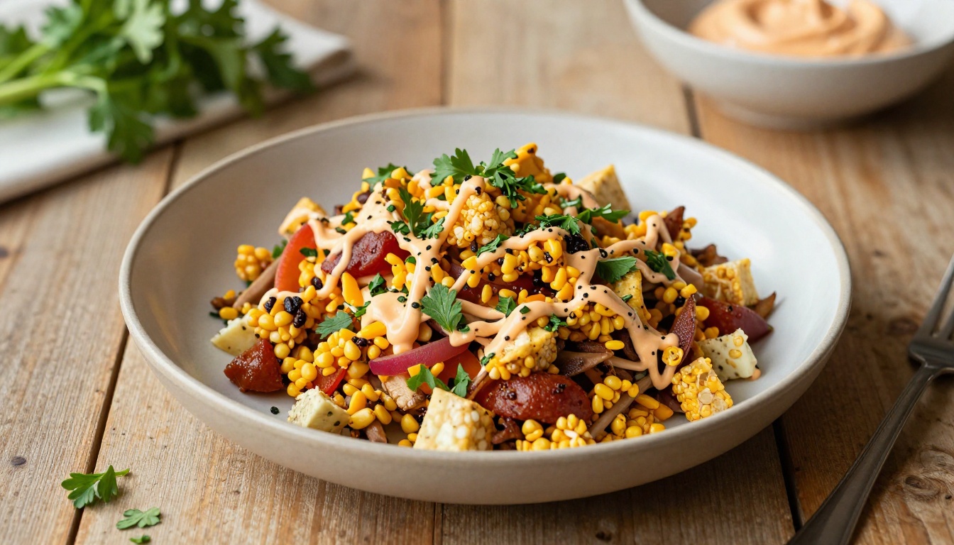 Low-Carb Mexican Street Corn Salad with Cheddar & Chipotle Mayo