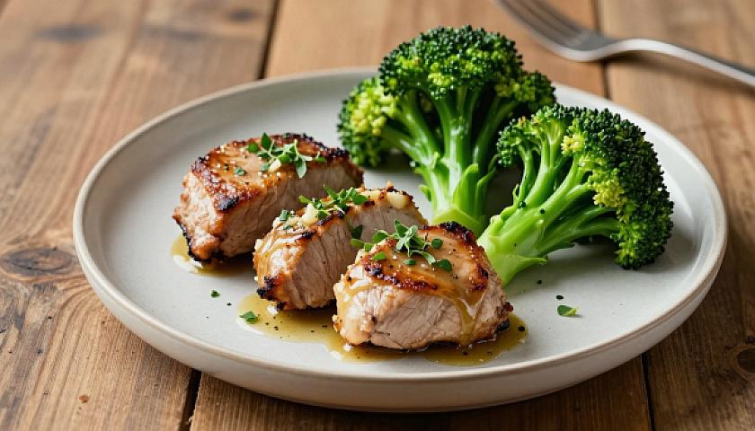 Garlic Butter Sage Pork Tenderloin with Roasted Broccoli Rabe