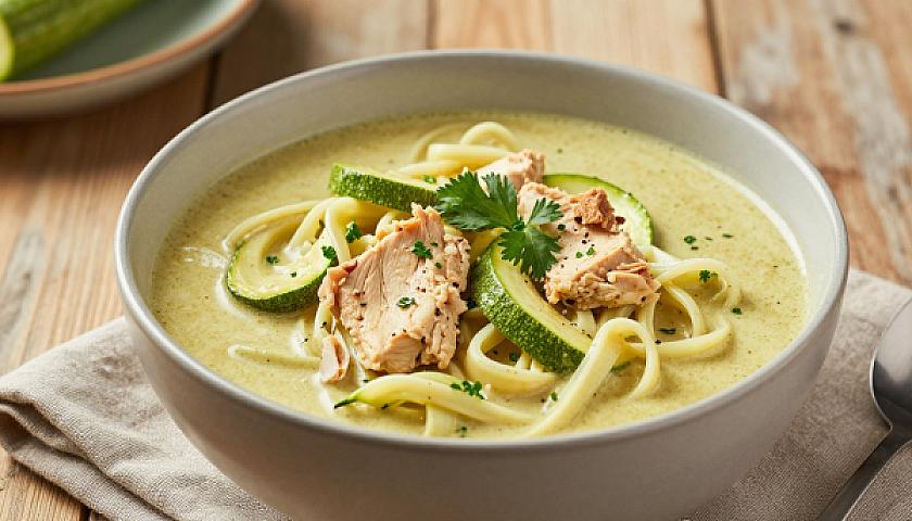 Keto Coconut Curry Chicken Soup with Zucchini Noodles