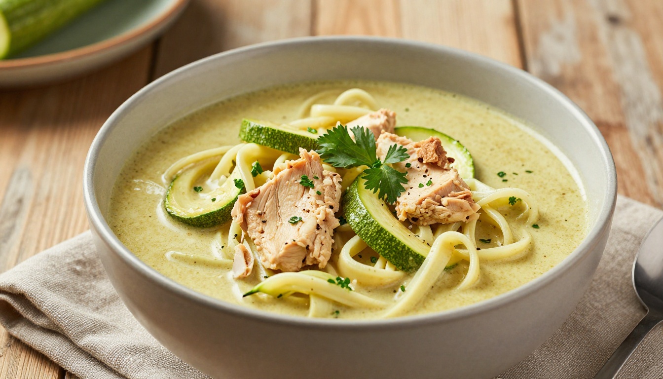 Keto Coconut Curry Chicken Soup with Zucchini Noodles